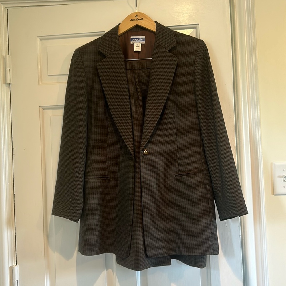 Pendleton Houndstooth Virgin Wool Suit Jacket And… - image 1